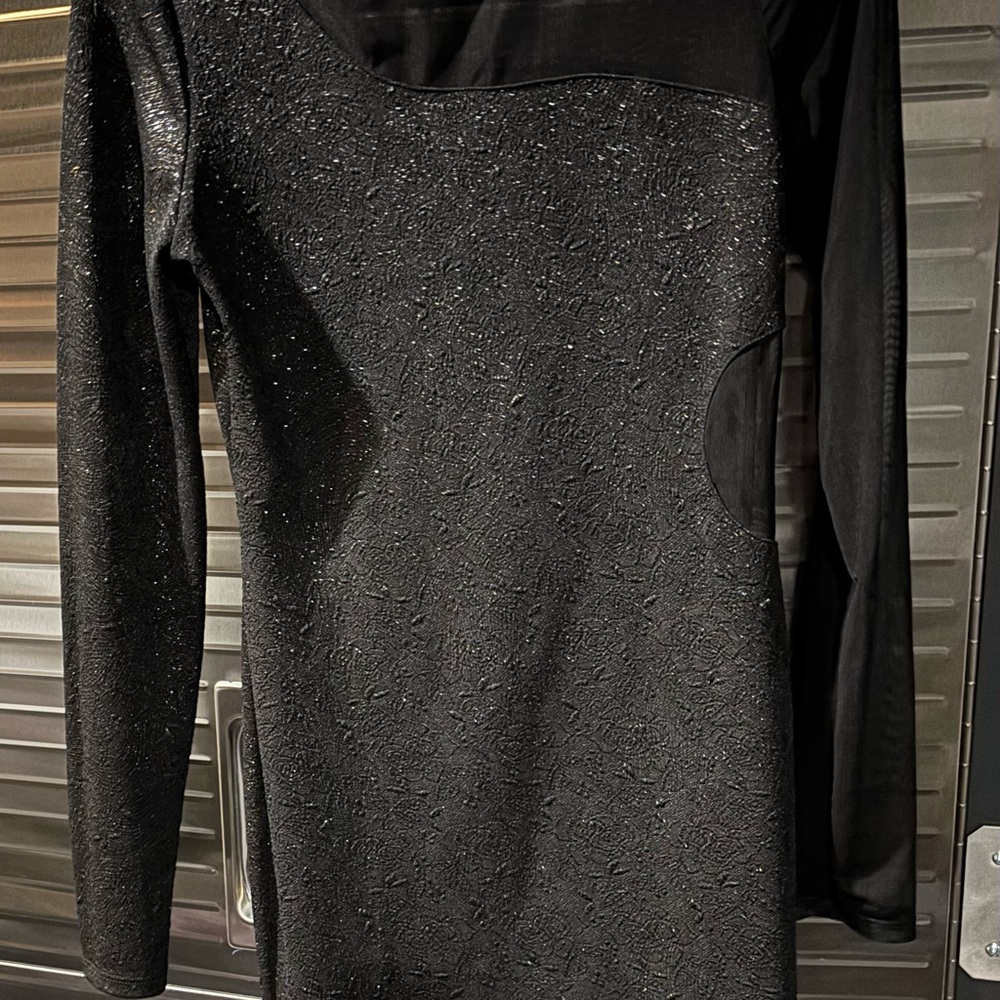 Forever 21 Textured Black Long Sleeve Dress
